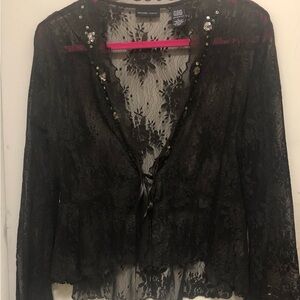 New York & Company Brown Lace Top